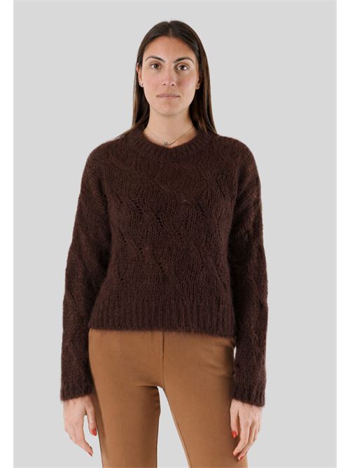 Maglia girocollo con trecce 3M0893CN KONTATTO | 3M0893CNMORO