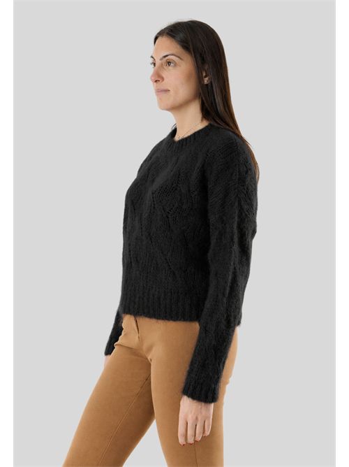 Maglia girocollo con trecce 3M0893CN KONTATTO | 3M0893CNNERO