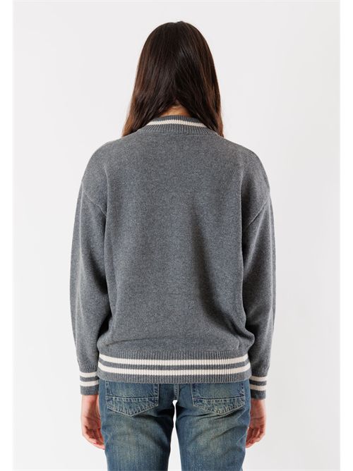Gray jacket with striped details, wool and cashmere blend 3M0960 KONTATTO | 3M0960CGRIGIO MEDIO-AVORIO