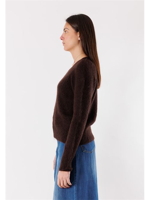 Maglia maniche lunghe filato bouclé misto mohair FA119C KONTATTO | FA119CMORO