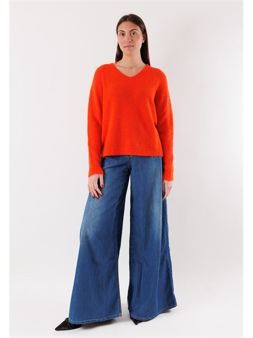 maglia scollo v spacchi KONTATTO | FA126NARANCIO