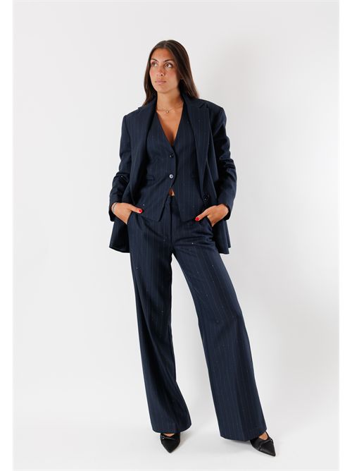 Brown herringbone fabric blazer, over fit MA4003 KONTATTO | MA4003CBLU-BLUE