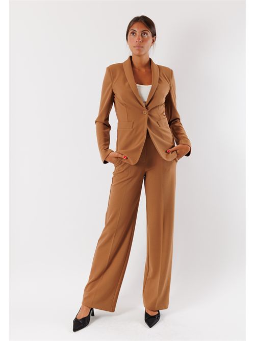 Women's single-breasted stretch fabric jacket AI25534 MESANGE | AI25534CAMMELLO