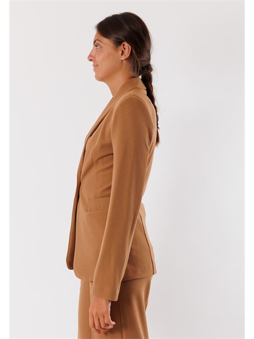 Women's single-breasted stretch fabric jacket AI25534 MESANGE | AI25534CAMMELLO