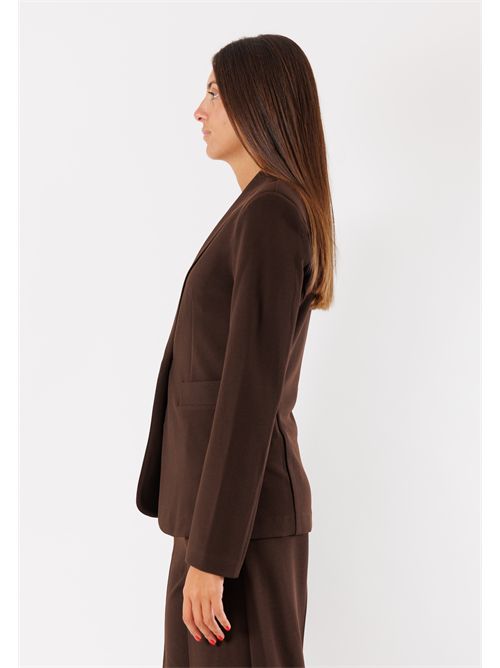 Women's single-breasted stretch fabric jacket AI25534 MESANGE | AI25534MORO