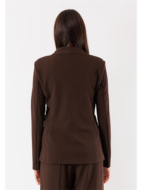 Women's single-breasted stretch fabric jacket AI25534 MESANGE | AI25534MORO