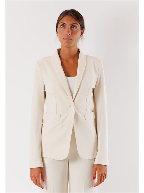 Women's single-breasted stretch fabric jacket AI25534 MESANGE | AI25534PANNA