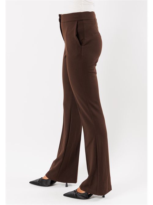 Stretch fabric flared pants AI25353 MESANGE | AI25535MORO