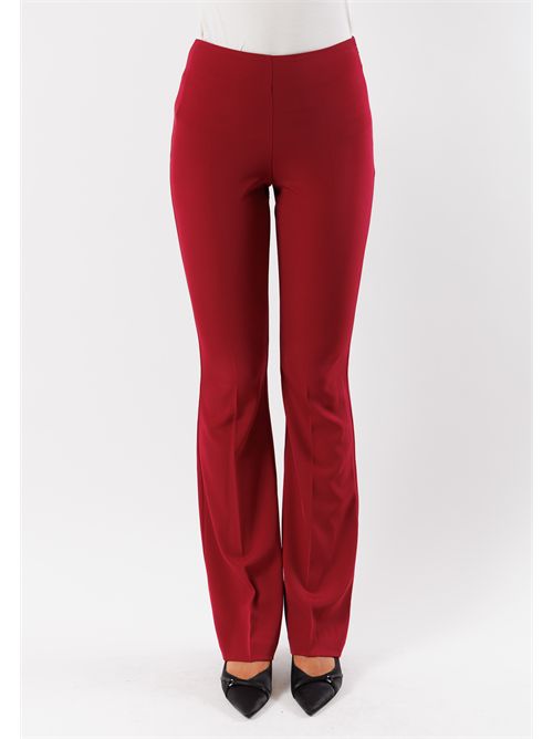 Bell-bottom pants in stretch fabric AI25541 MESANGE | AI25541BORDEAUX