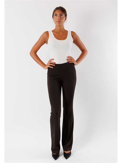 Bell-bottom pants in stretch fabric AI25541 MESANGE | AI25541MORO