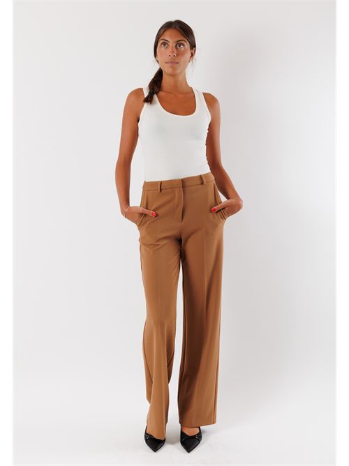 pantaloni palazzo in tessuto fluido AI25602 MESANGE | AI25602CAMMELLO