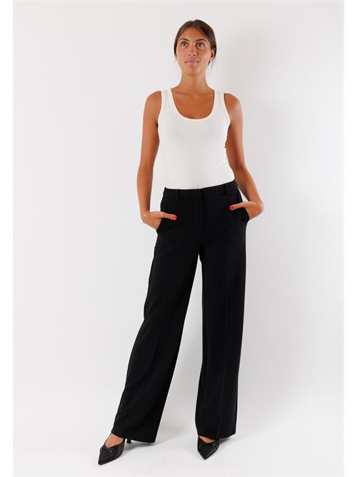 pantaloni palazzo in tessuto fluido AI25602 MESANGE | AI25602NERO