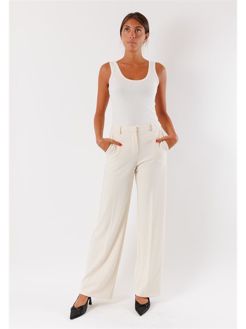 pantaloni palazzo in tessuto fluido AI25602 MESANGE | AI25602PANNA