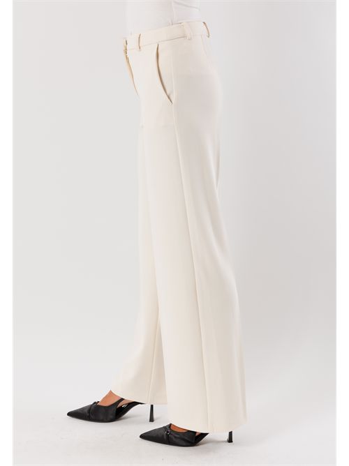 pantaloni palazzo in tessuto fluido AI25602 MESANGE | AI25602PANNA
