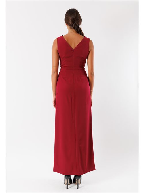 abito lungo con spacco AI25651 MESANGE | AI25651BORDEAUX