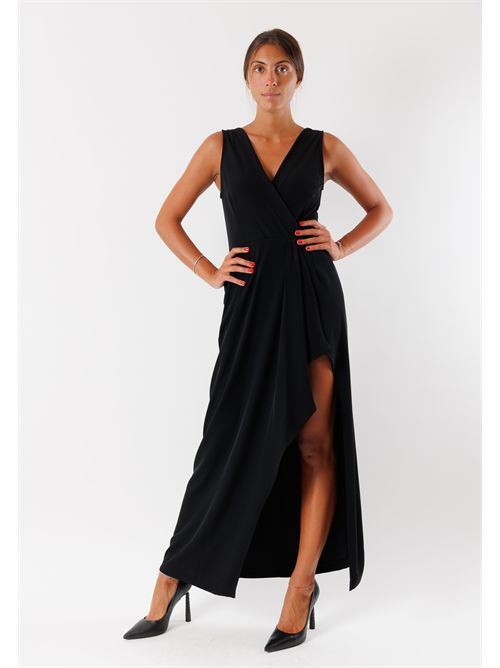 abito lungo con spacco AI25651 MESANGE | AI25651NERO