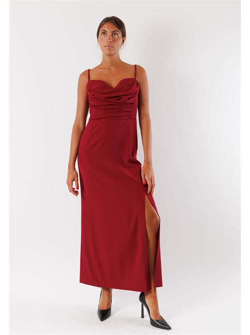 abito lungo con scollo a cuore e arriccio AI25663 MESANGE | AI25663BORDEAUX