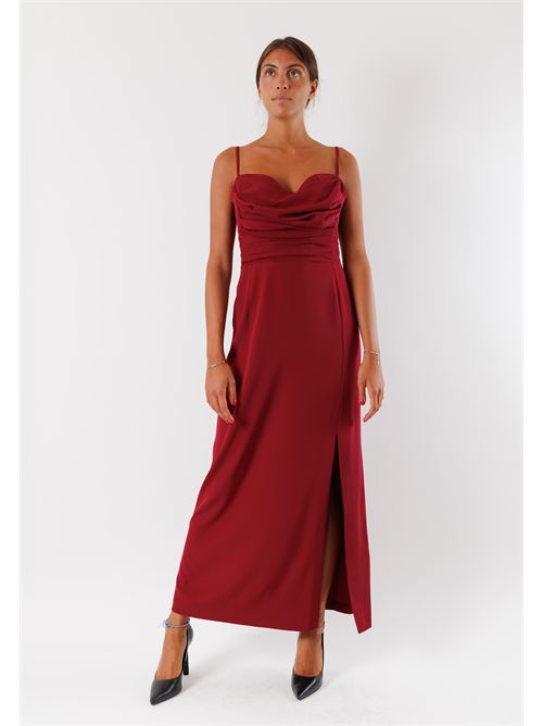 abito lungo con scollo a cuore e arriccio AI25663 MESANGE | AI25663BORDEAUX