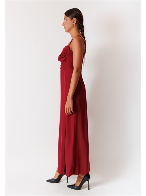 abito lungo con scollo a cuore e arriccio AI25663 MESANGE | AI25663BORDEAUX