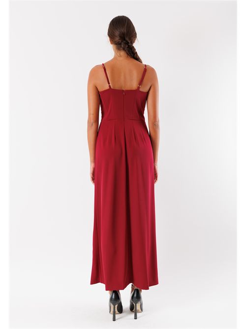 abito lungo con scollo a cuore e arriccio AI25663 MESANGE | AI25663BORDEAUX