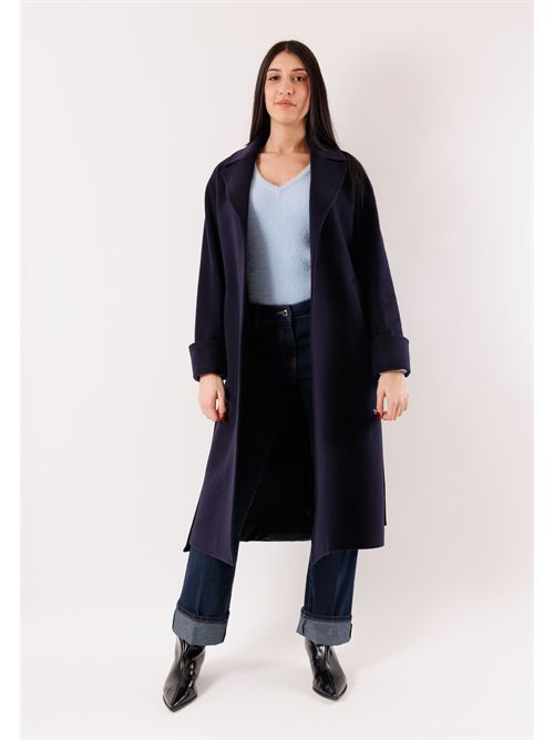 Elegant long coat in pure Italian wool. M11-120CV MESANGE | M11-120CVBLU