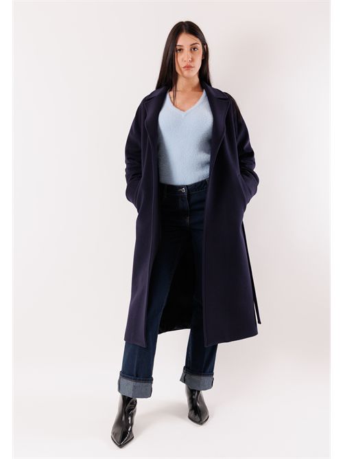 Elegant long coat in pure Italian wool. M11-120CV MESANGE | M11-120CVBLU