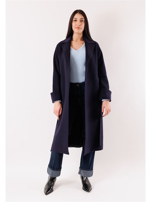 Elegant long coat in pure Italian wool. M11-120CV MESANGE | M11-120CVBLU