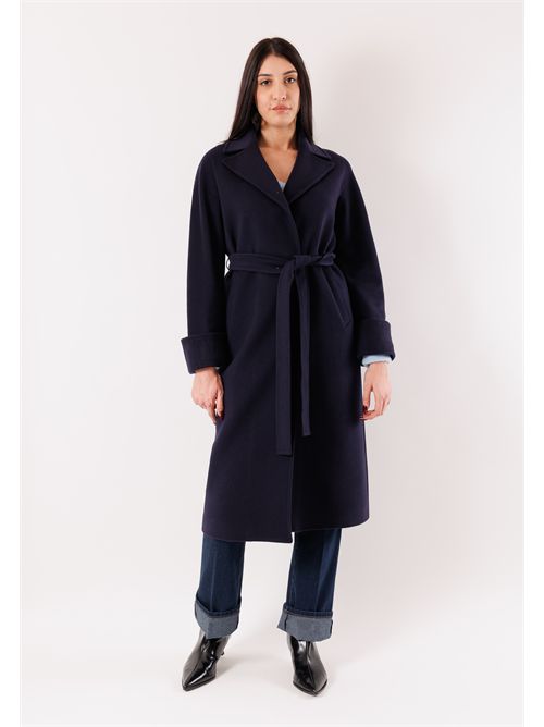 Elegant long coat in pure Italian wool. M11-120CV MESANGE | M11-120CVBLU