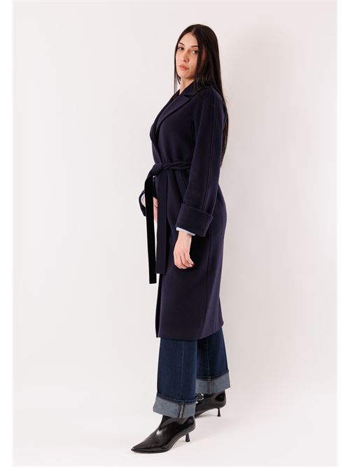 Elegant long coat in pure Italian wool. M11-120CV MESANGE | M11-120CVBLU
