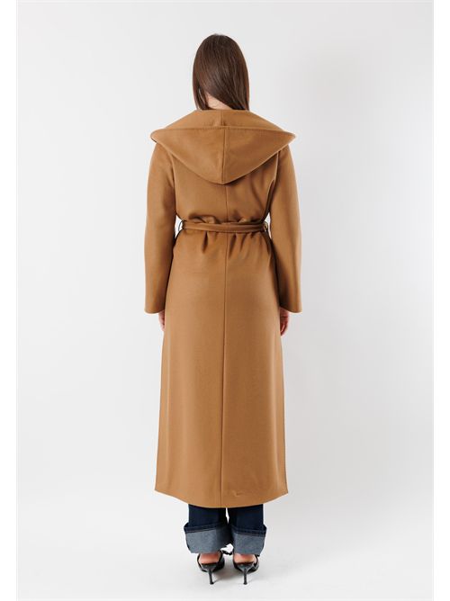 long coat with hood and matching belt in pure wool M33-130CV MESANGE | M33-130CVCAMMELLO