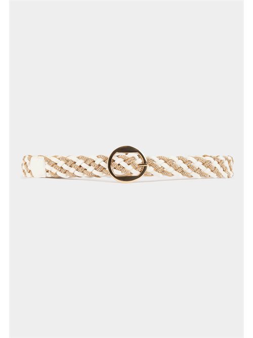 White and gold woven belt with round buckle 3GLAD MORGAN DE TOI | 3GLADBLANC