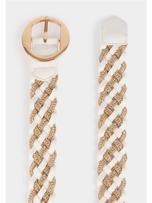 White and gold woven belt with round buckle 3GLAD MORGAN DE TOI | 3GLADBLANC