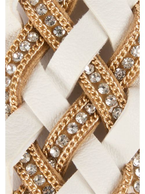 White and gold woven belt with round buckle 3GLAD MORGAN DE TOI | 3GLADBLANC
