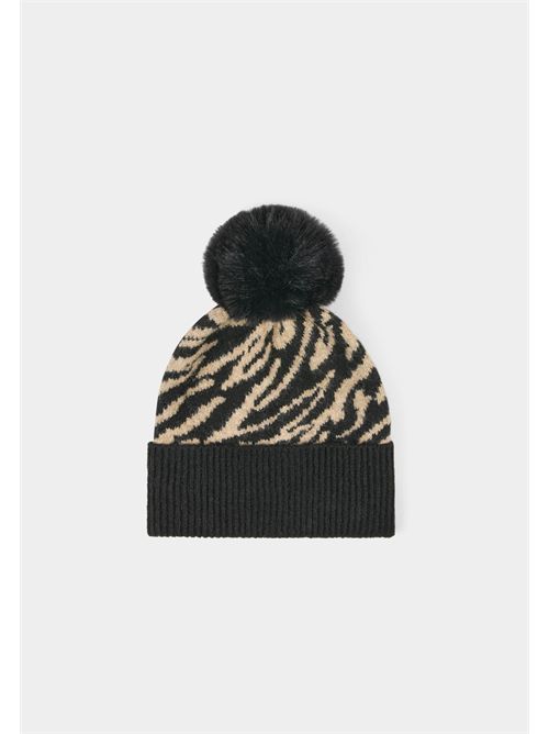 Soft knit hat with pompom and animal print 5BOZE MORGAN DE TOI | 5BOZEBMULTICOLORE