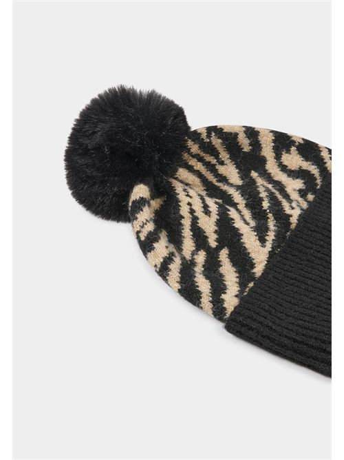Soft knit hat with pompom and animal print 5BOZE MORGAN DE TOI | 5BOZEBMULTICOLORE
