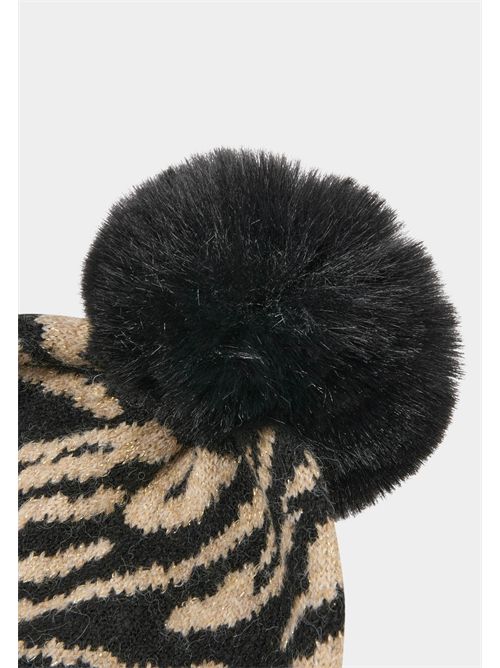 Soft knit hat with pompom and animal print 5BOZE MORGAN DE TOI | 5BOZEBMULTICOLORE