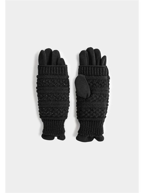 Guanti in morbida maglia con dettagli a rilievo 5MOUFY MORGAN DE TOI | 5MOUFY.WNOIR