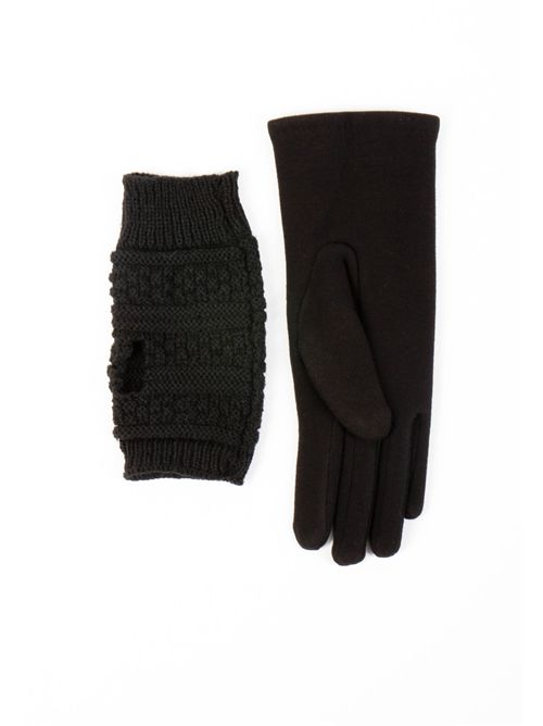 Guanti in morbida maglia con dettagli a rilievo 5MOUFY MORGAN DE TOI | 5MOUFY.WNOIR