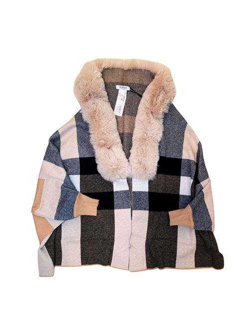 Poncho maxi quadri con dettagli in ecopelliccia 5TOUNE MORGAN DE TOI | 5TOUNESABLE