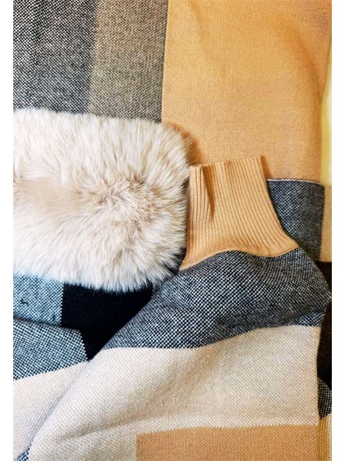Poncho maxi quadri con dettagli in ecopelliccia 5TOUNE MORGAN DE TOI | 5TOUNESABLE