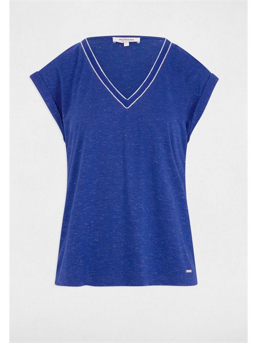 V-neck sweater with shiny yarn DAYA MORGAN DE TOI | DAYABLEU ELECTRIQUE