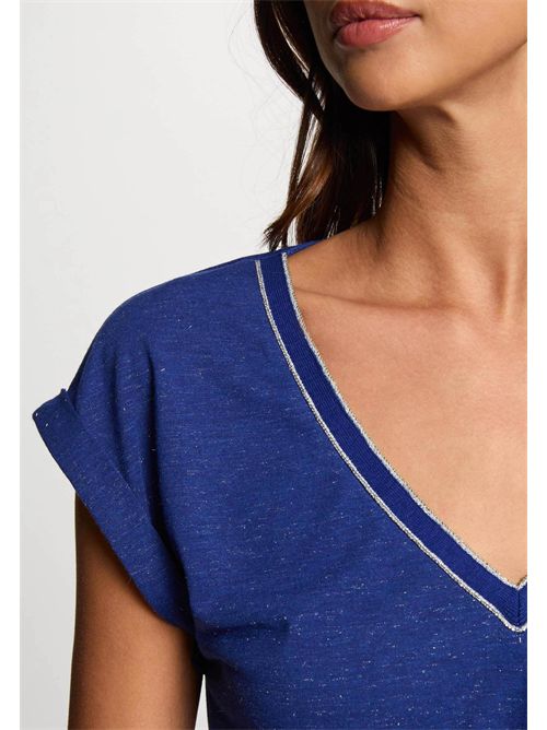 V-neck sweater with shiny yarn DAYA MORGAN DE TOI | DAYABLEU ELECTRIQUE