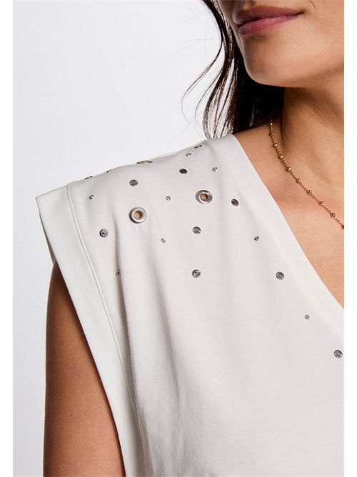 T-shirt bianca con applicazioni gioiello DCLO MORGAN DE TOI | DCLOBLANC