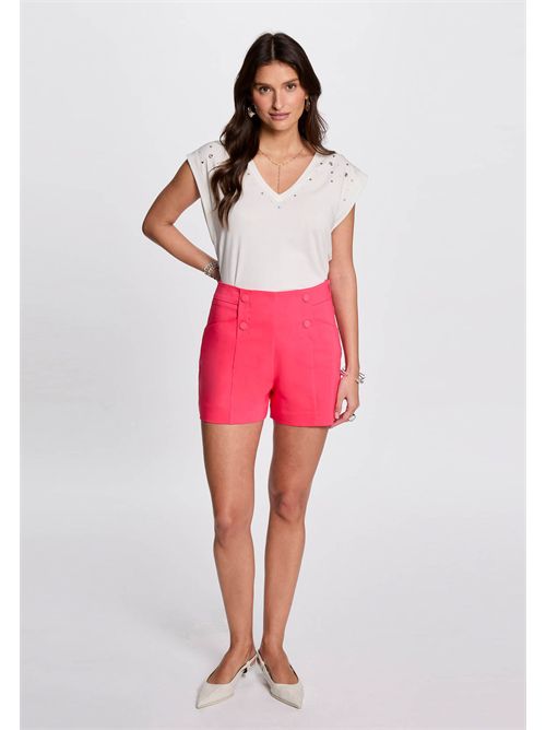 T-shirt bianca con applicazioni gioiello DCLO MORGAN DE TOI | DCLOBLANC
