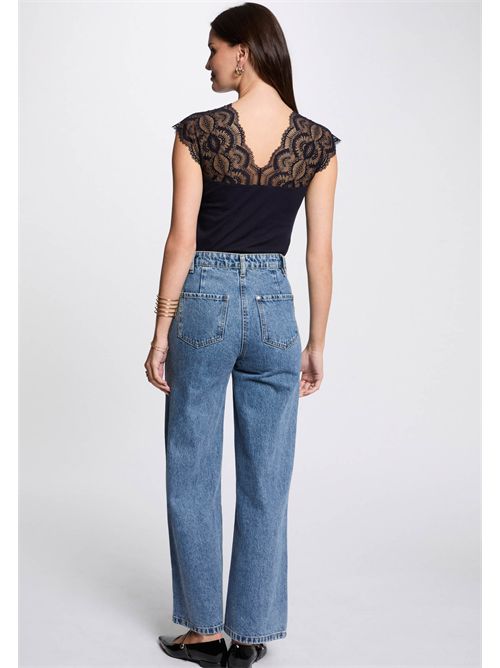 Top with lace inserts and V-neck DELI MORGAN DE TOI | DELIBLEU MARINE