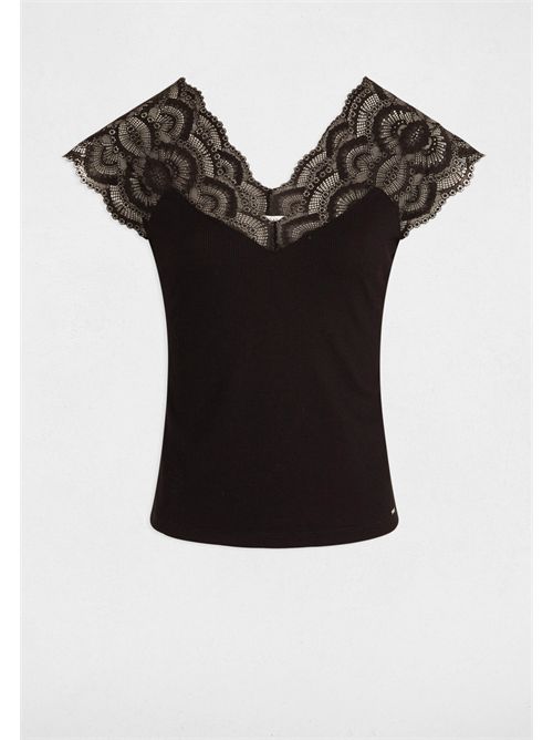 Top with lace inserts and V-neck DELI MORGAN DE TOI | DELINOIR