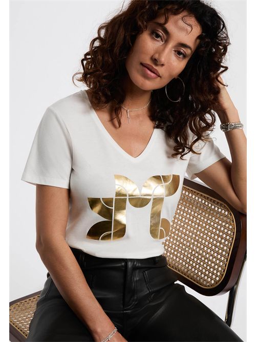 T-shirt bianca con logo dorato DEMO MORGAN DE TOI | DEMOBLANC
