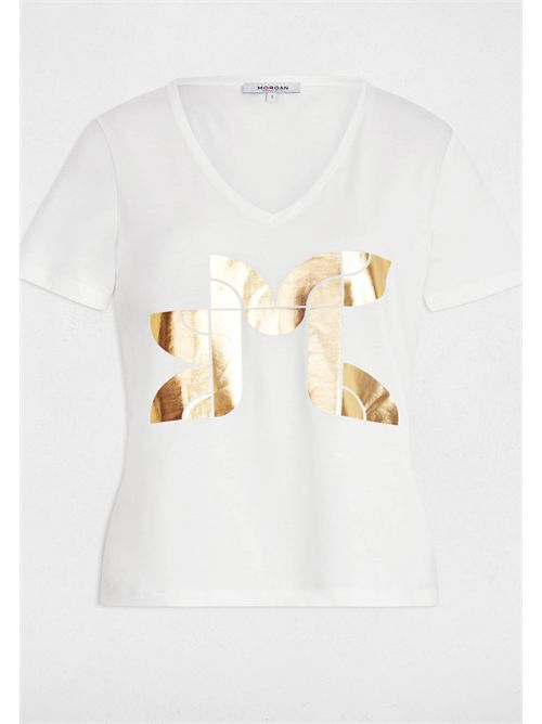 T-shirt bianca con logo dorato DEMO MORGAN DE TOI | DEMOBLANC