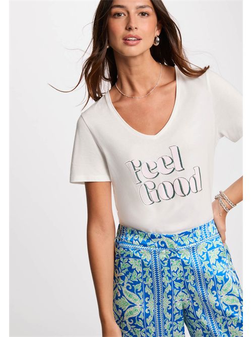 T-shirt bianca con stampa Feel Good DFEEL MORGAN DE TOI | DFEELBLANC