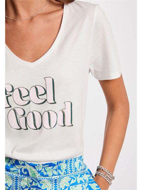 T-shirt bianca con stampa Feel Good DFEEL MORGAN DE TOI | DFEELBLANC